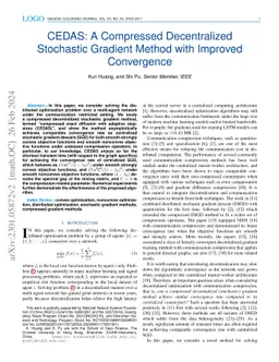 CEDAS: A Compressed Decentralized Stochastic Gradient Method with
  Improved Convergence