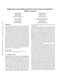 Opponent-aware Role-based Learning in Team Competitive Markov Games