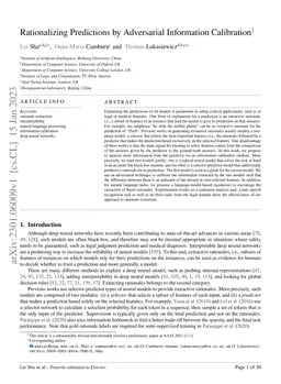 Rationalizing Predictions by Adversarial Information Calibration