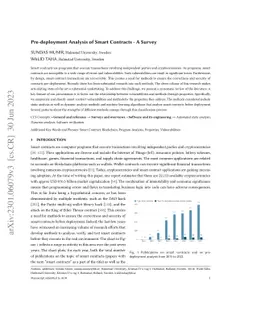 Pre-deployment Analysis of Smart Contracts -- A Survey