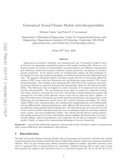 Generalized Neural Closure Models with Interpretability