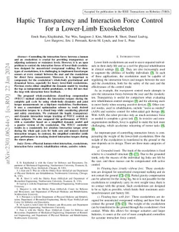Haptic Transparency and Interaction Force Control for a Lower-Limb
  Exoskeleton