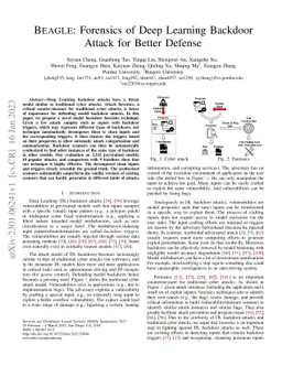 BEAGLE: Forensics of Deep Learning Backdoor Attack for Better Defense