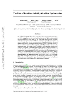 The Role of Baselines in Policy Gradient Optimization