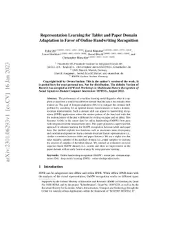 Representation Learning for Tablet and Paper Domain Adaptation in Favor
  of Online Handwriting Recognition