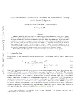 Approximation of optimization problems with constraints through kernel
  Sum-Of-Squares