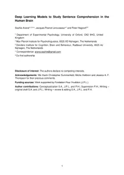 Deep Learning Models to Study Sentence Comprehension in the Human Brain