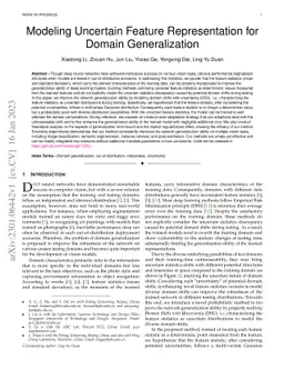 Modeling Uncertain Feature Representation for Domain Generalization