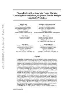 PlasmoFAB: A Benchmark to Foster Machine Learning for Plasmodium
  falciparum Protein Antigen Candidate Prediction
