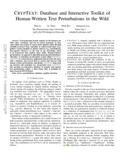 CRYPTEXT: Database and Interactive Toolkit of Human-Written Text
  Perturbations in the Wild