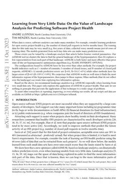 Learning from Very Little Data: On the Value of Landscape Analysis for
  Predicting Software Project Health