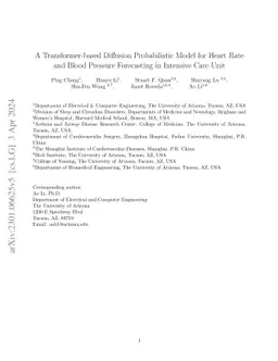 A Transformer-based Diffusion Probabilistic Model for Heart Rate and
  Blood Pressure Forecasting in Intensive Care Unit