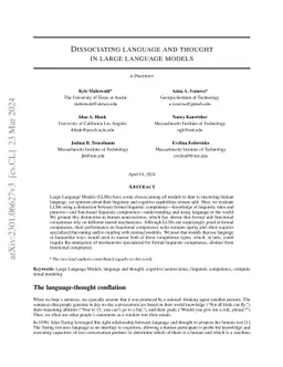 Dissociating language and thought in large language models