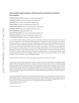 Neuromorphic High-Frequency 3D Dancing Pose Estimation in Dynamic
  Environment
