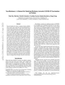 VaxxHesitancy: A Dataset for Studying Hesitancy towards COVID-19
  Vaccination on Twitter