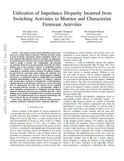 Utilization of Impedance Disparity Incurred from Switching Activities to
  Monitor and Characterize Firmware Activities
