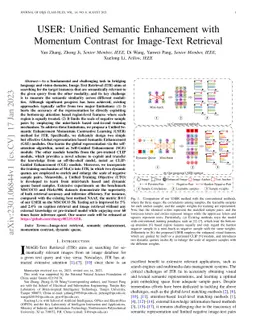 USER: Unified Semantic Enhancement with Momentum Contrast for Image-Text
  Retrieval
