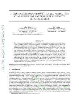 Training Methods of Multi-label Prediction Classifiers for Hyperspectral
  Remote Sensing Images