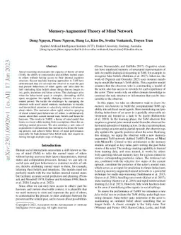 Memory-Augmented Theory of Mind Network