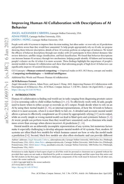 Improving Human-AI Collaboration With Descriptions of AI Behavior