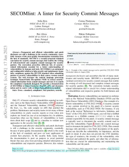 SECOMlint: A linter for Security Commit Messages