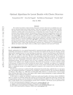 Optimal Algorithms for Latent Bandits with Cluster Structure