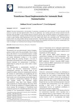 Transformer Based Implementation for Automatic Book Summarization