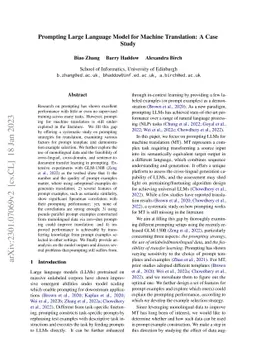 Prompting Large Language Model for Machine Translation: A Case Study