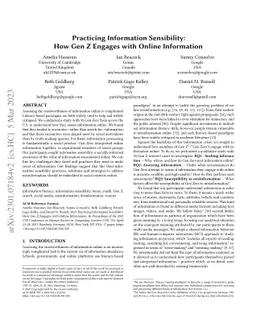 Practicing Information Sensibility: How Gen Z Engages with Online
  Information