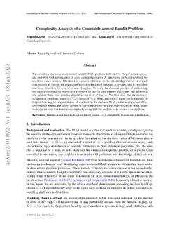 Complexity Analysis of a Countable-armed Bandit Problem