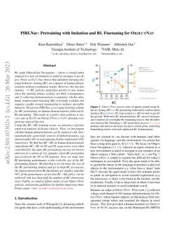 PIRLNav: Pretraining with Imitation and RL Finetuning for ObjectNav