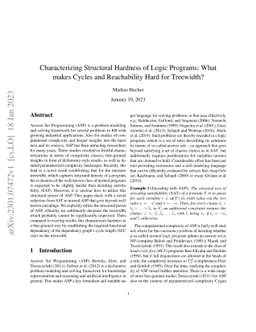 Characterizing Structural Hardness of Logic Programs: What makes Cycles
  and Reachability Hard for Treewidth?