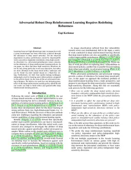 Adversarial Robust Deep Reinforcement Learning Requires Redefining
  Robustness