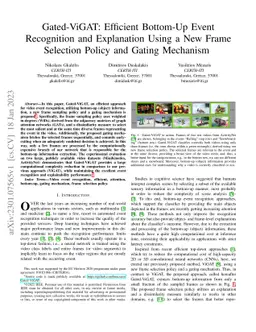Gated-ViGAT: Efficient Bottom-Up Event Recognition and Explanation Using
  a New Frame Selection Policy and Gating Mechanism