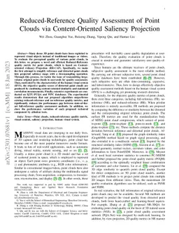 Reduced-Reference Quality Assessment of Point Clouds via
  Content-Oriented Saliency Projection