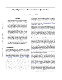 Catapult Dynamics and Phase Transitions in Quadratic Nets