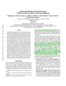 Temporal Motifs for Financial Networks: A Study on Mercari, JPMC, and Venmo Platforms