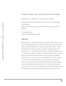 Warning: Humans Cannot Reliably Detect Speech Deepfakes