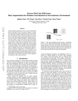 Foresee What You Will Learn: Data Augmentation for Domain Generalization
  in Non-stationary Environment