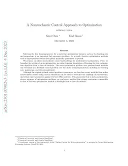 A Nonstochastic Control Approach to Optimization