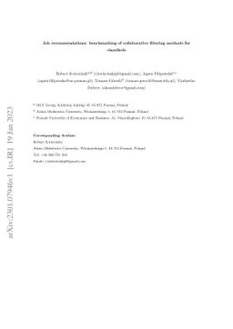 Job recommendations: benchmarking of collaborative filtering methods for
  classifieds