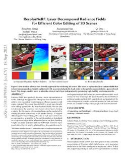 RecolorNeRF: Layer Decomposed Radiance Fields for Efficient Color
  Editing of 3D Scenes