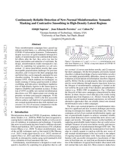 Continuously Reliable Detection of New-Normal Misinformation: Semantic
  Masking and Contrastive Smoothing in High-Density Latent Regions