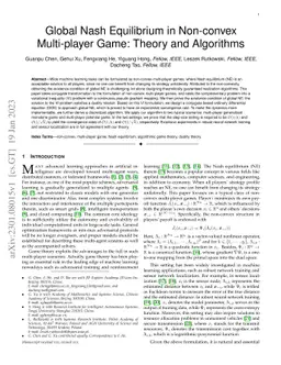 Global Nash Equilibrium in Non-convex Multi-player Game: Theory and
  Algorithms
