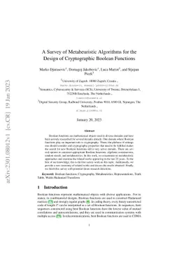 A Survey of Metaheuristic Algorithms for the Design of Cryptographic
  Boolean Functions