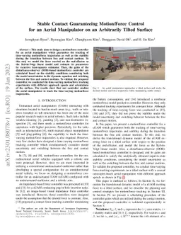 Stable Contact Guaranteeing Motion/Force Control for an Aerial
  Manipulator on an Arbitrarily Tilted Surface