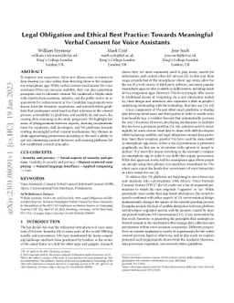 Legal Obligation and Ethical Best Practice: Towards Meaningful Verbal
  Consent for Voice Assistants