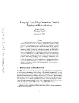 Language Embeddings Sometimes Contain Typological Generalizations