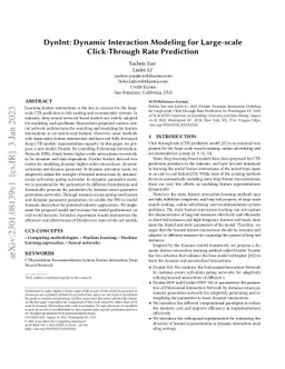 DynInt: Dynamic Interaction Modeling for Large-scale Click-Through Rate
  Prediction