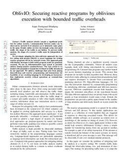 OblivIO: Securing reactive programs by oblivious execution with bounded traffic overheads